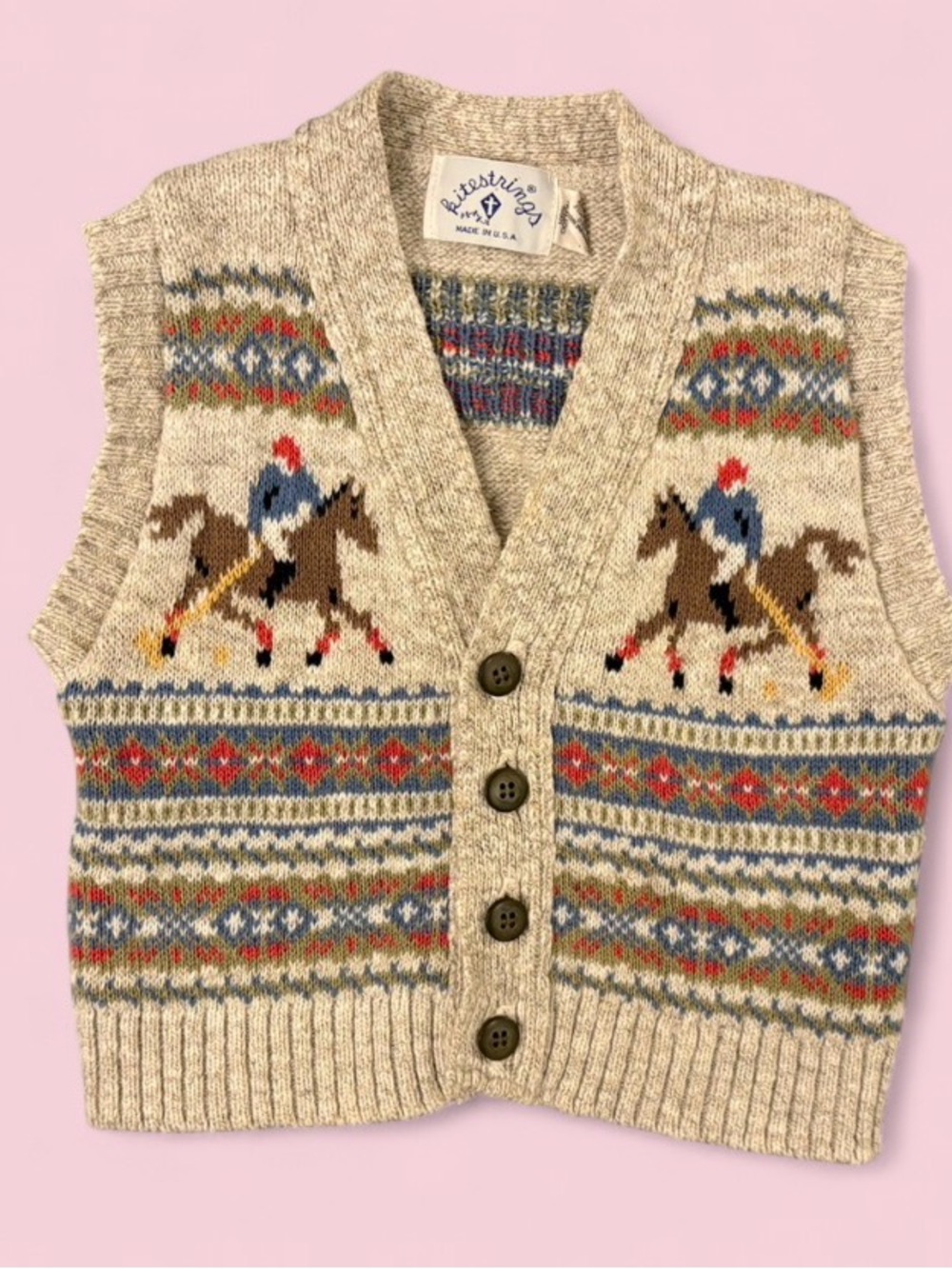 Vintage Kitestrings Polo Horse Sweater Vest Size 3T USA